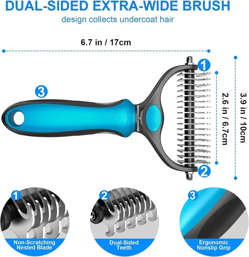 πΎ Double-Sided Deshedding Pet Brush β Dual-Sided, Ergonomic & Gentle for Dogs & Cats πΆ