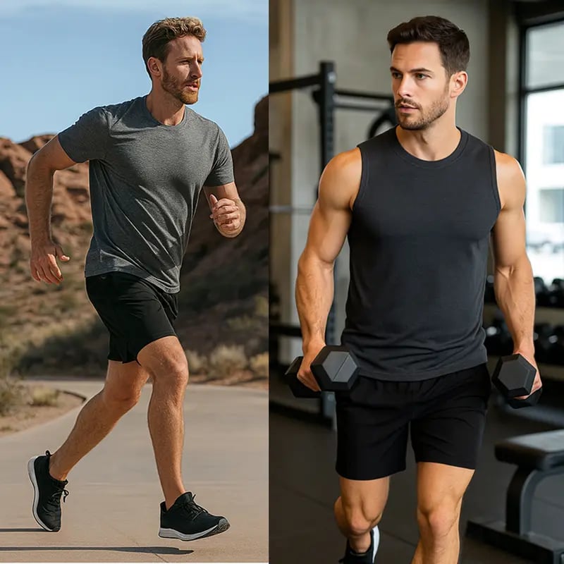 Men's 2 in 1 Stretch Active Quick Dry Gym Running Shorts With Liner