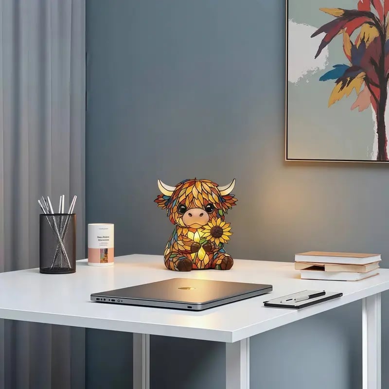 🌻Sale 49% OFF- 🐮Creative Highland Cow Sunflower LED Night Light