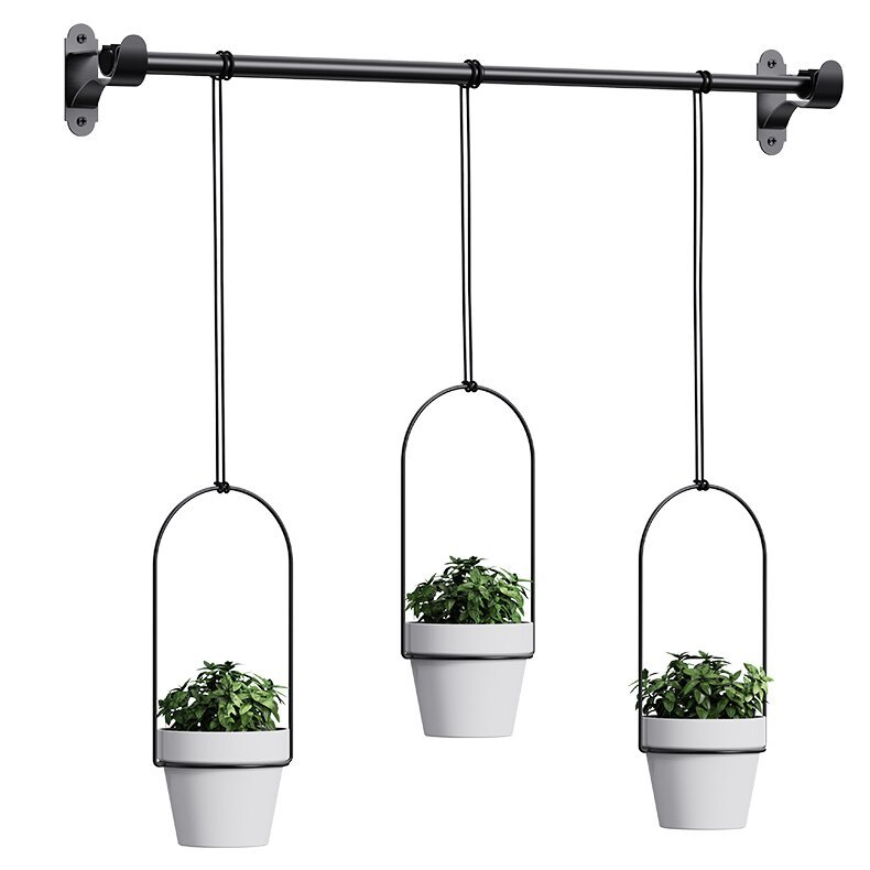 🌱 BESTSELLER |🌿Adjustable Hanging Window Planter Set – Metal Rod Plant Hanger with 3 Pots for Indoor & Outdoor Green Display