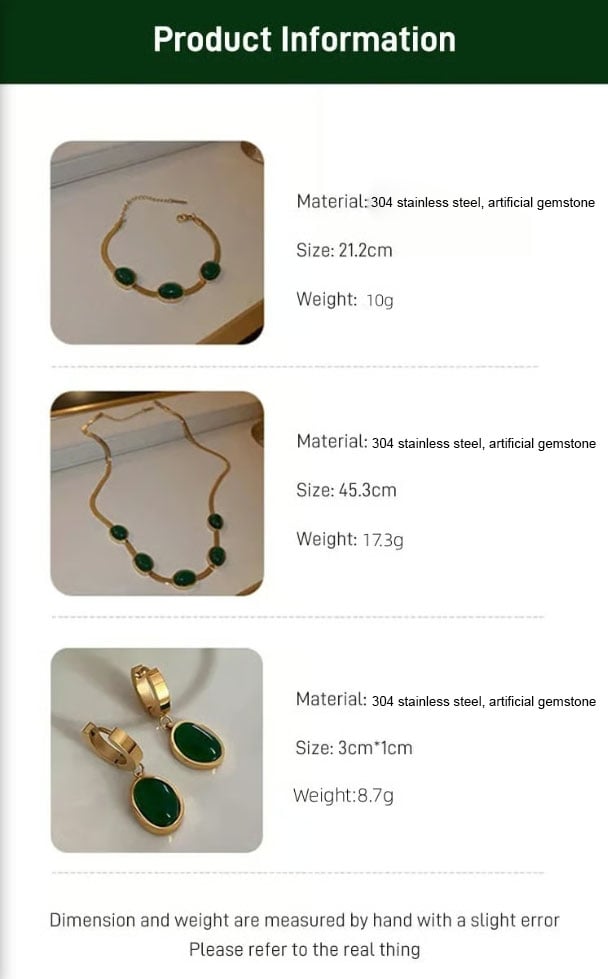 🥰🥰Emerald necklace earrings bracelet