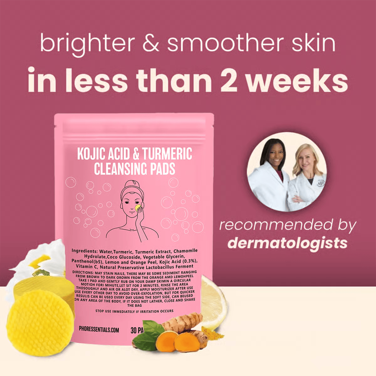 ✨PHOR ESSENTIALS Turmeric And Kojic Acid Exfoliating Pads