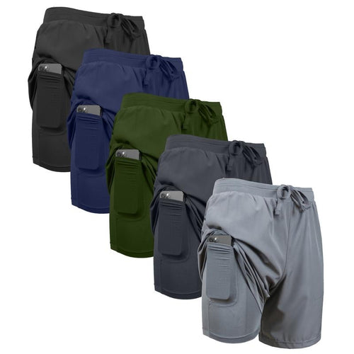 Men's 2 in 1 Stretch Active Quick Dry Gym Running Shorts With Liner