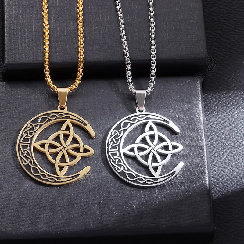 🥳🥳Celtic Knot Crescent Steel Pendant Necklace 🔥🔥Buy 2 Get 1 Free