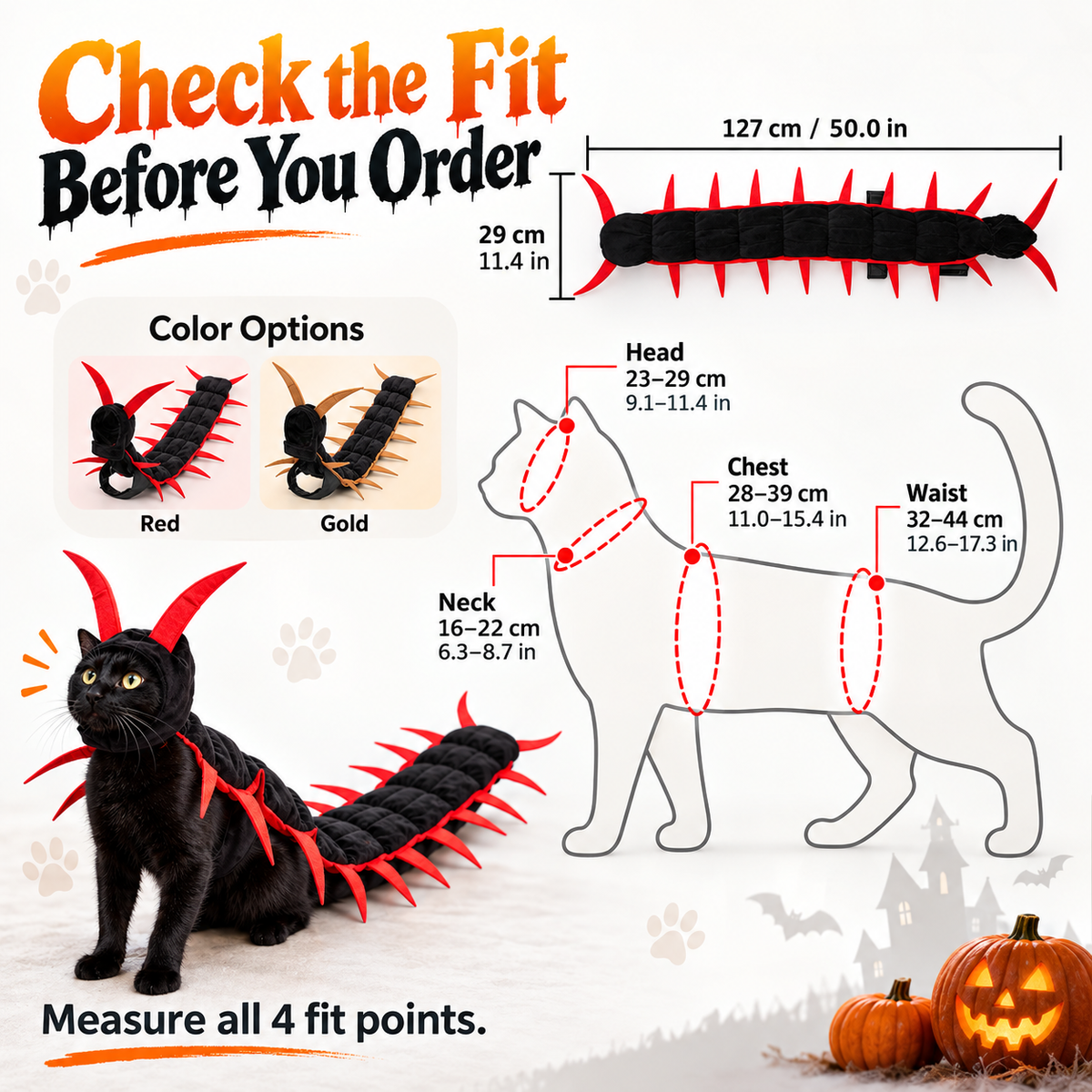 ๐ Creepy-Cute Halloween Centipede Pet Costume โ 3D Crawling Outfit for Dogs & Cats ๐พ