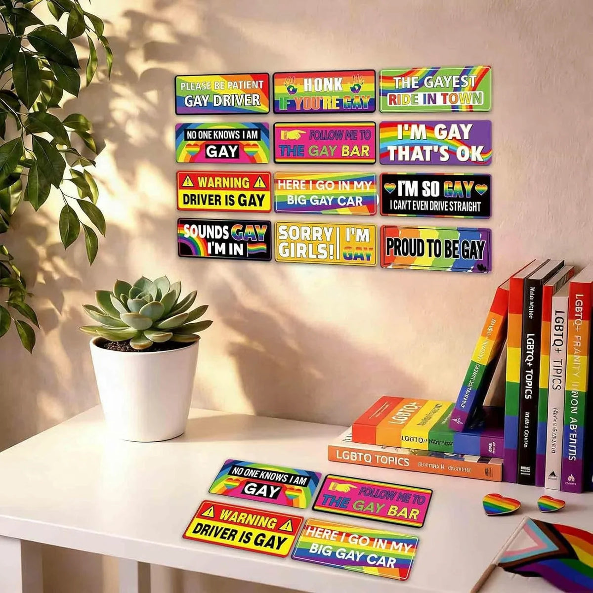 12PCS Funny LGBT Rainbow Pride Prank Stickers