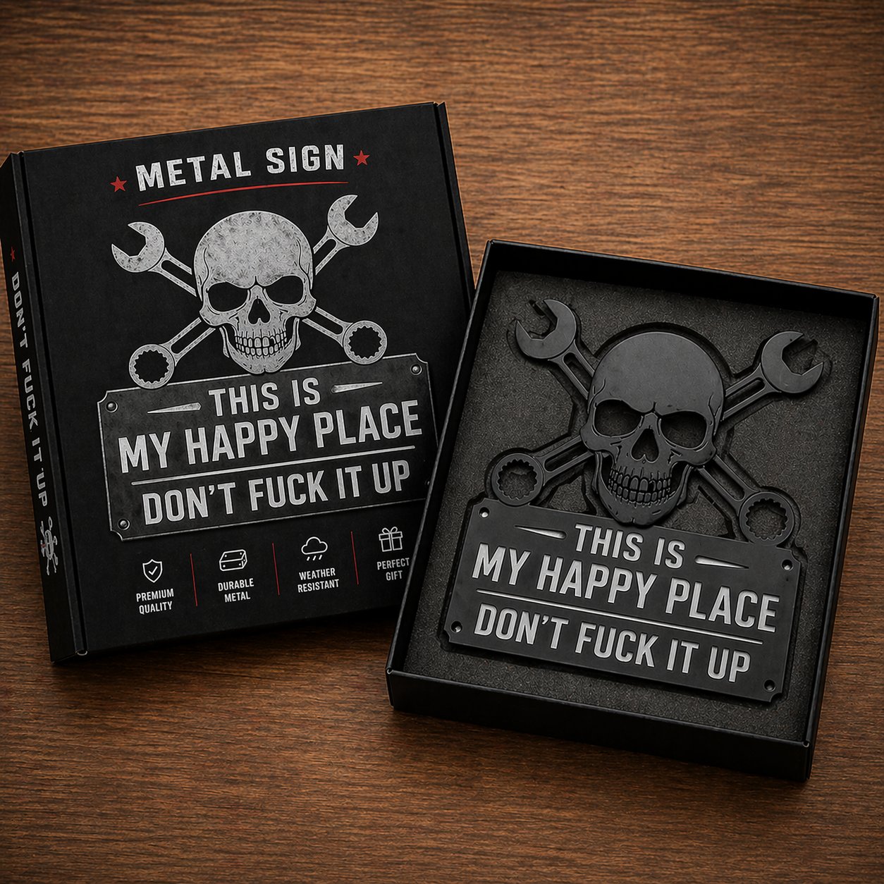💀🛠️"This Is My Happy Place" Metal Wall Art Sign🔥