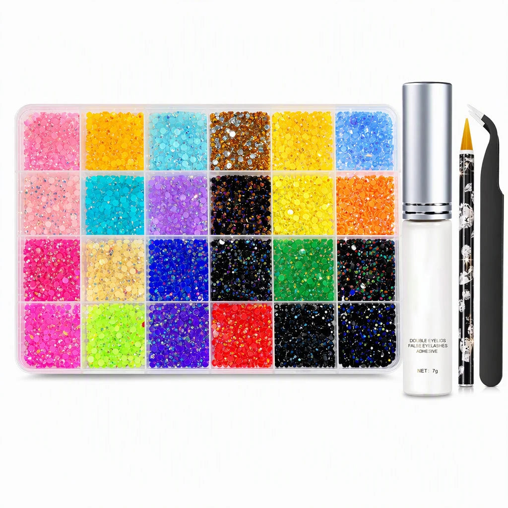 24-Grid Nail Art Rhinestone Set