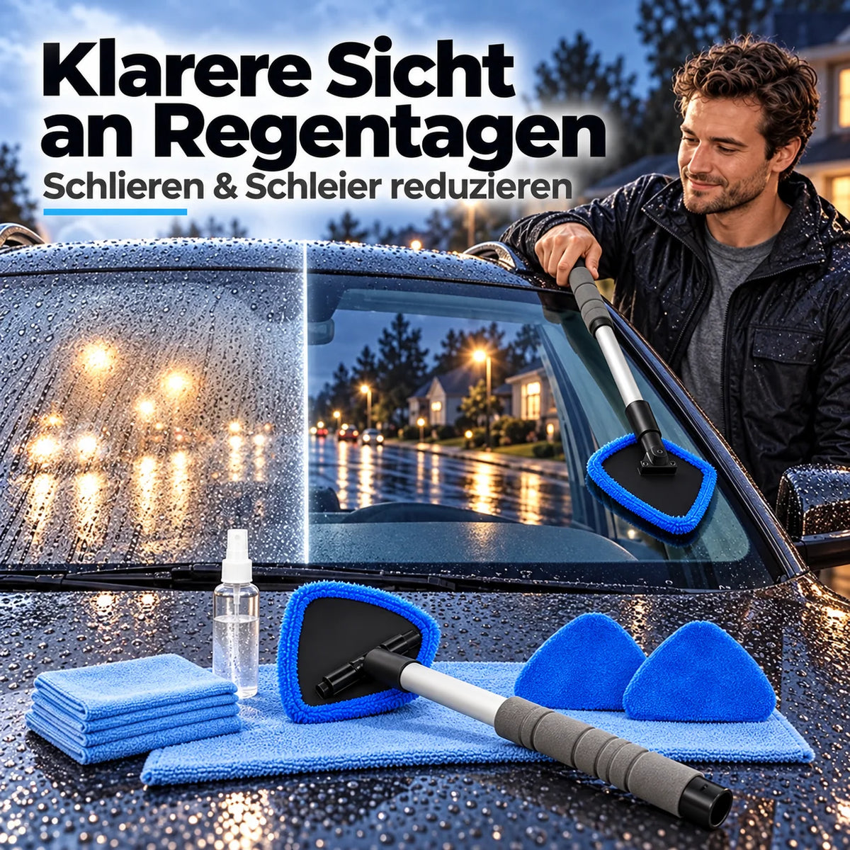 Dual Magnetic Car Window Cleaner | Streak-Free Cleaning Kit for Car Glass