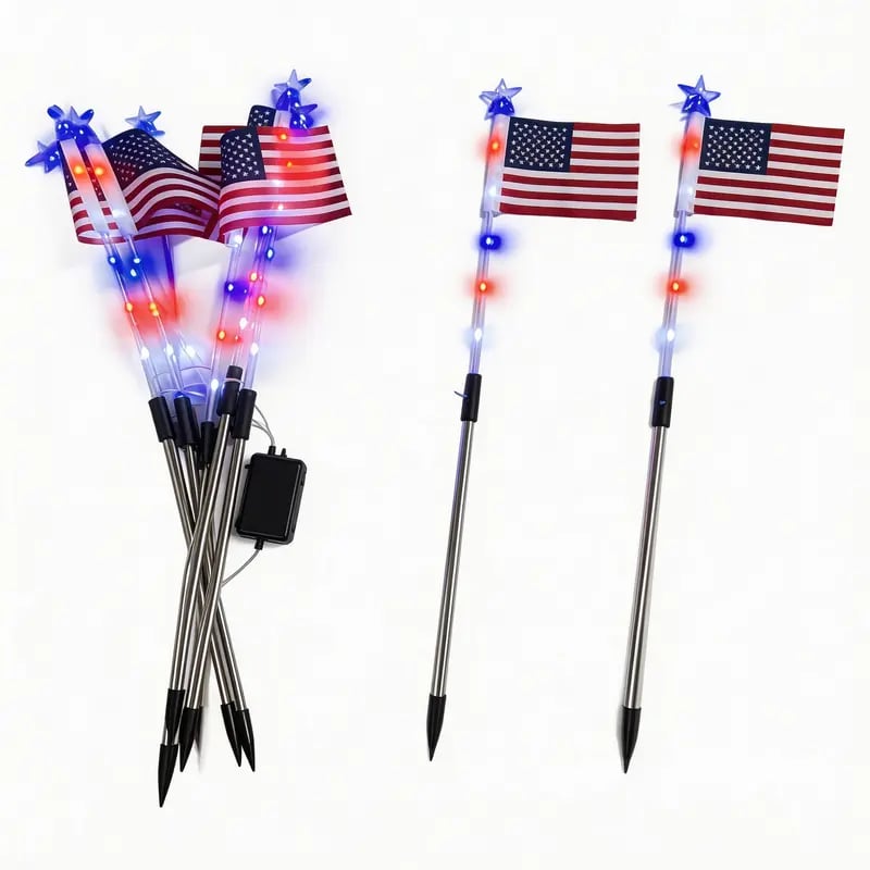 🔥Last Day: 50% OFF🔥8 Solar American Flag Pathway Lights – Red, White & Blue Yard Glow for 250th Independence Celebration 🇺🇸✨