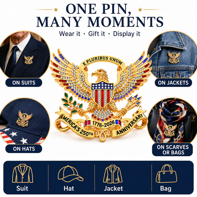 USA 250th Anniversary Eagle Lapel Pin, Patriotic Collectible Brooch