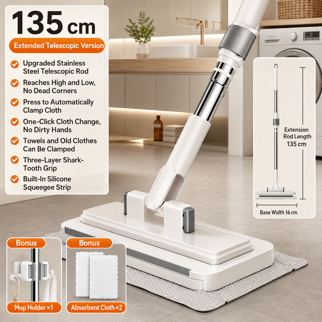 🧹🔥 50% OFF Today! Hands-Free Flat Mop with One-Click Cloth Change