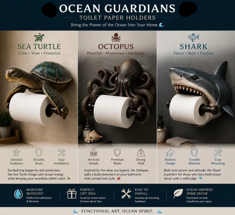 🌊 Ocean Guardians Toilet Paper Holder Series