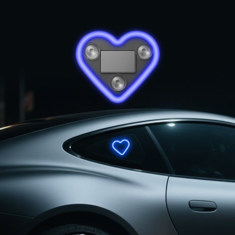 🔥🔥 Solar Powered Wireless LED Heart Shape C-Pillar Neon Light🥳BUY 2 GET 10% OFF