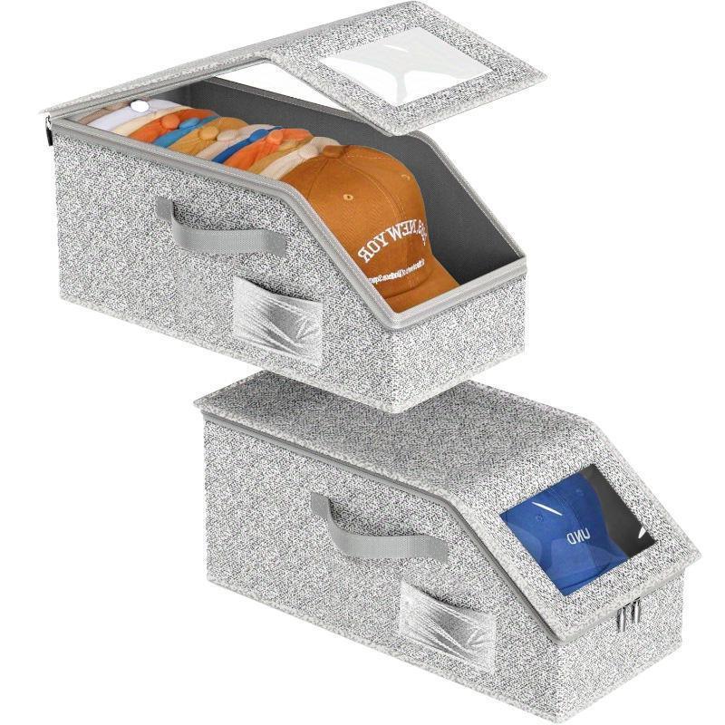 π§’60% OFF! π Stackable Cap Storage Boxes β Space Saving, Dustproof & Transparent Sides π¦π¦