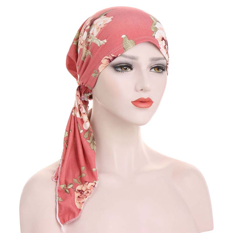 โจ Women's Floral Print Pre-Tied Head Scarf Turban โ Soft, Elastic, Versatile ๐ธ