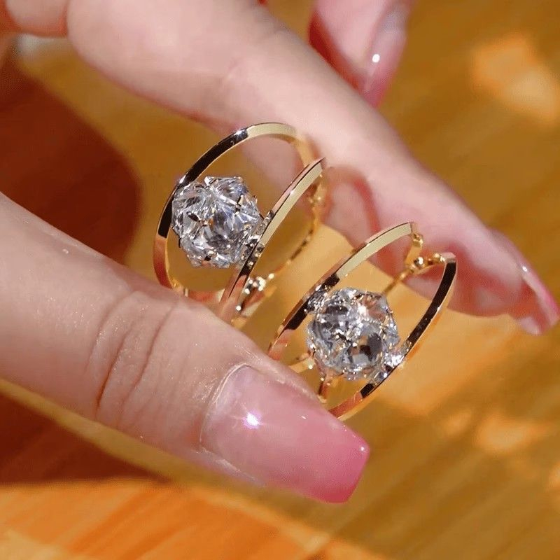 ๐๐Double Hoop Sparkling Zirconia Ball Earrings
