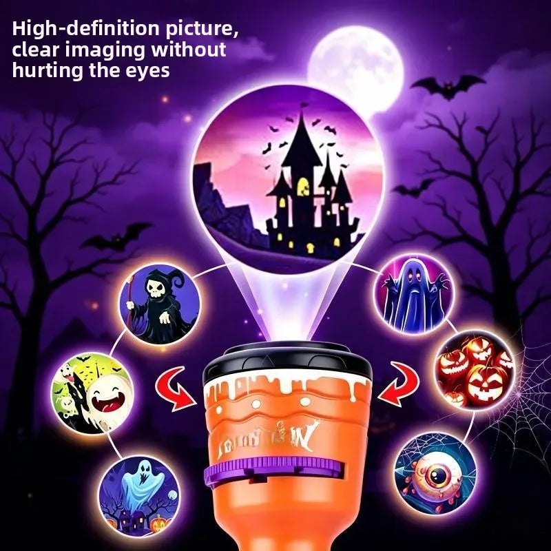 🔥HOT SALE 49% OFF -🎃👻Kids Halloween Christmas Projection Flashlight Toy – Create Magical Bedtime Stories With 24 Festive Light Slides