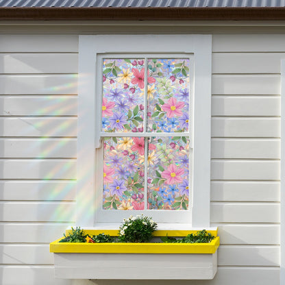 💐Colorful flowers, dazzling sunlight, double-sided visible glass decorative wall stickers