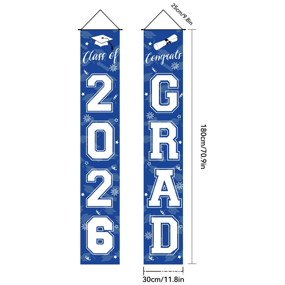 🎓Class of 2026 Graduation Banner | Congrats Grad Front Door Porch Decor for Graduation Party (✨Set of 2)