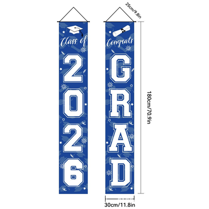 🎓Class of 2026 Graduation Banner | Congrats Grad Front Door Porch Decor for Graduation Party (✨Set of 2)