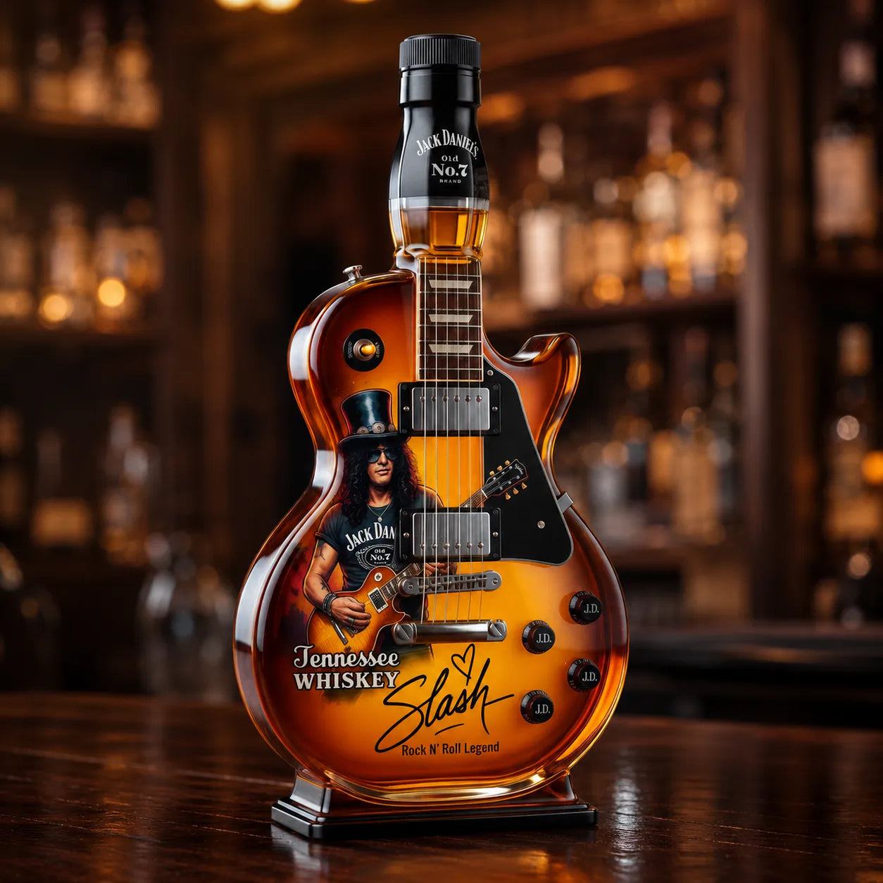 🎁 49% OFF – 👨‍🎤🤘Appetite for Rock: Vintage Sunburst Guitar Figurine Spirit Bottle🎸✨