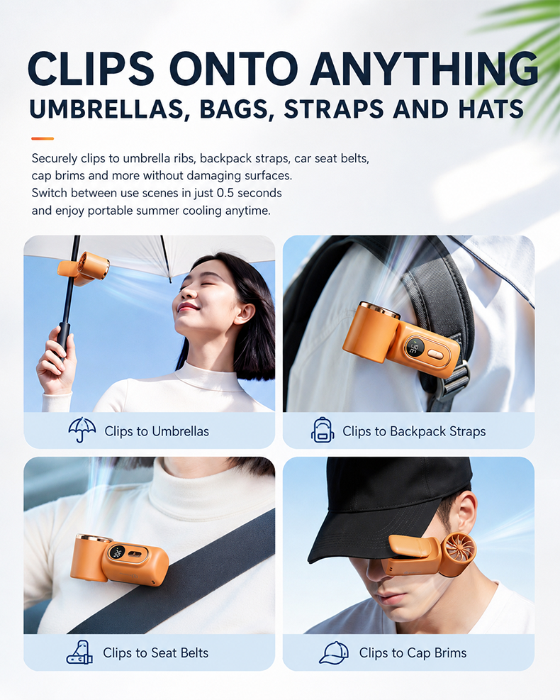 🔥 60% OFF Today! Mini Portable Handheld Clip-On Fan ❄️