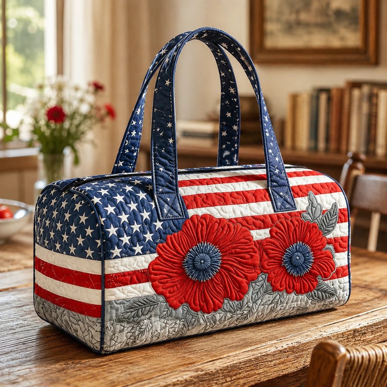 🔥HOT SALE 49% OFF🔥 Floral American Flag Travel Duffel🥳BUY 2 GET 10% OFF