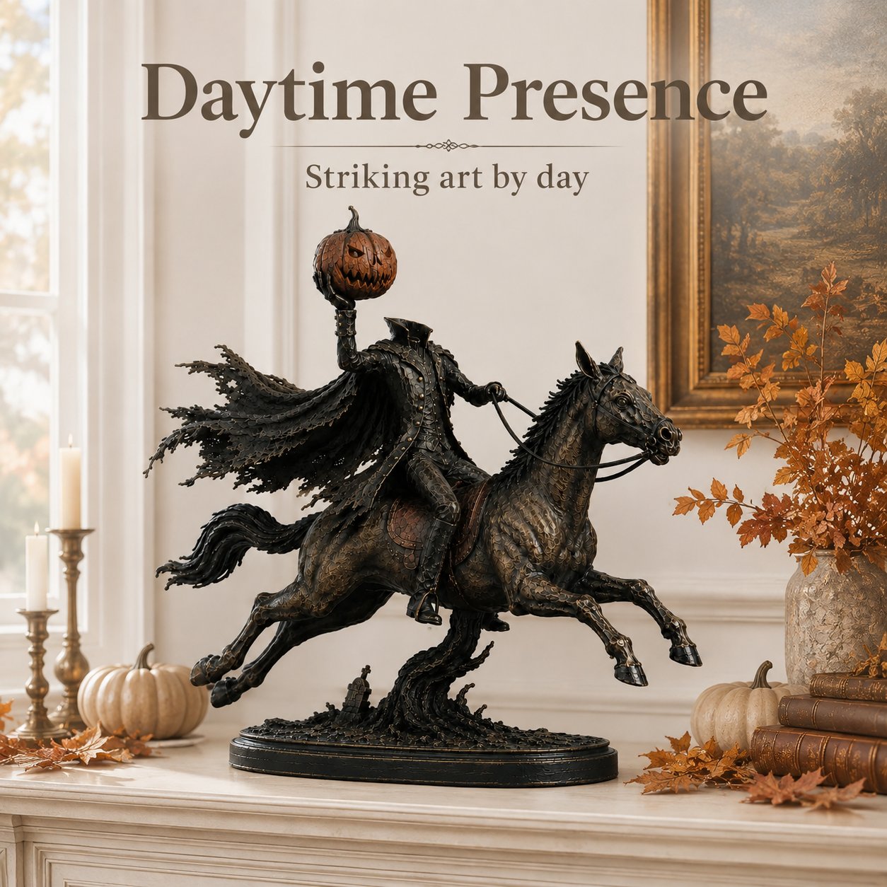 ⏰Limited Stock 50% OFF - 🎃🏇Midnight Chase Headless Horseman Statue✨