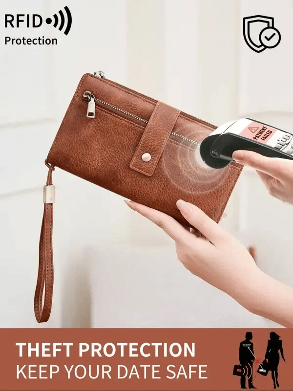 Women's RFID Leather Long Wallet - Stylish Clutch👛