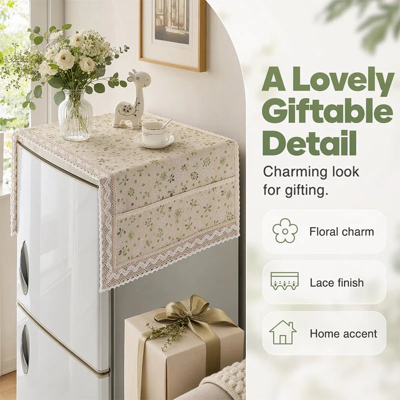 💖LAST DAY SALE!!💖✨Cotton Linen Refrigerator Dust Cover with Pockets