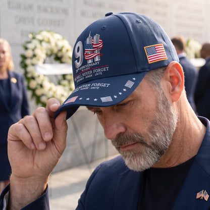 9/11 25th Anniversary We Will Never Forget Memorial Baseball Cap – Unisex Patriotic Memorial Hat🧢 Polyester