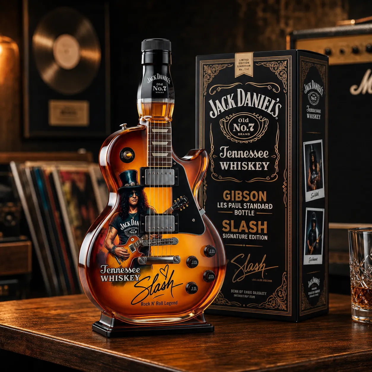 🎁 49% OFF – 👨‍🎤🤘Appetite for Rock: Vintage Sunburst Guitar Figurine Spirit Bottle🎸✨
