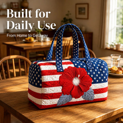 🔥HOT SALE 49% OFF🔥 Floral American Flag Travel Duffel🥳BUY 2 GET 10% OFF