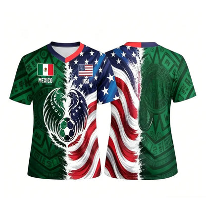 ⚽ Hot Sale Soccer Jersey – Full Half USA Half Mexico Flag Split Print