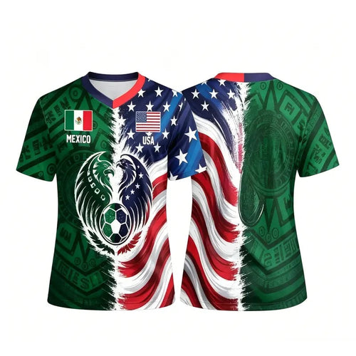 ⚽ Hot Sale Soccer Jersey – Full Half USA Half Mexico Flag Split Print