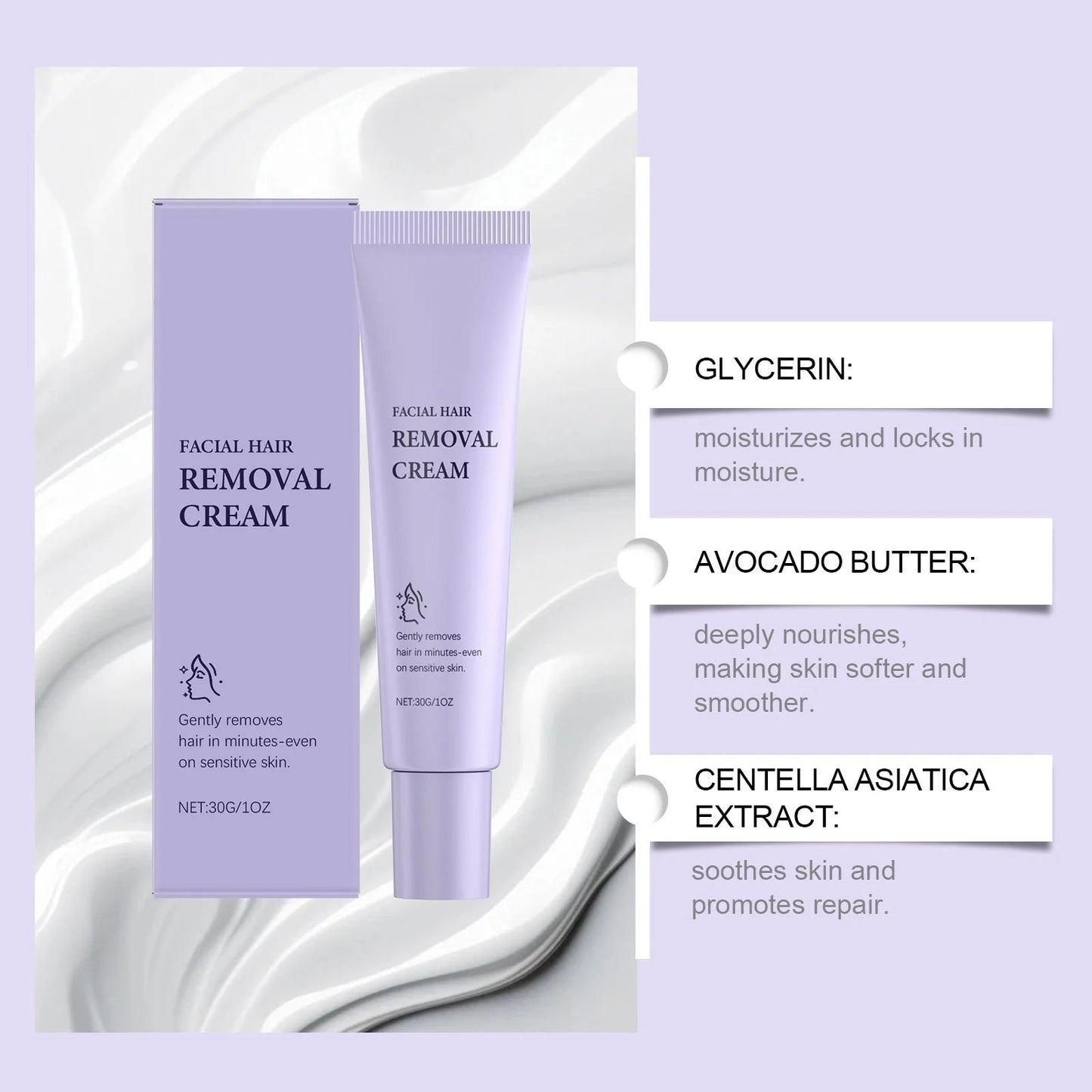 Gentle and Painless Facial Hair Removal Cream