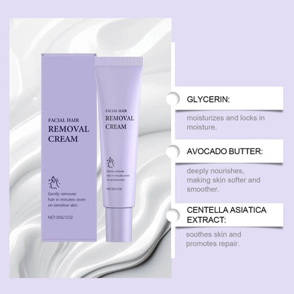 Gentle and Painless Facial Hair Removal Cream
