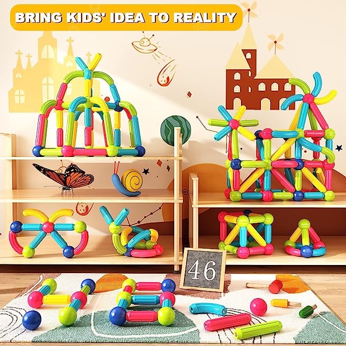 🏆Flash Sale⚡Magnetic Tiles Building Blocks for Toddlers 3-5 - STEM Educational Toys