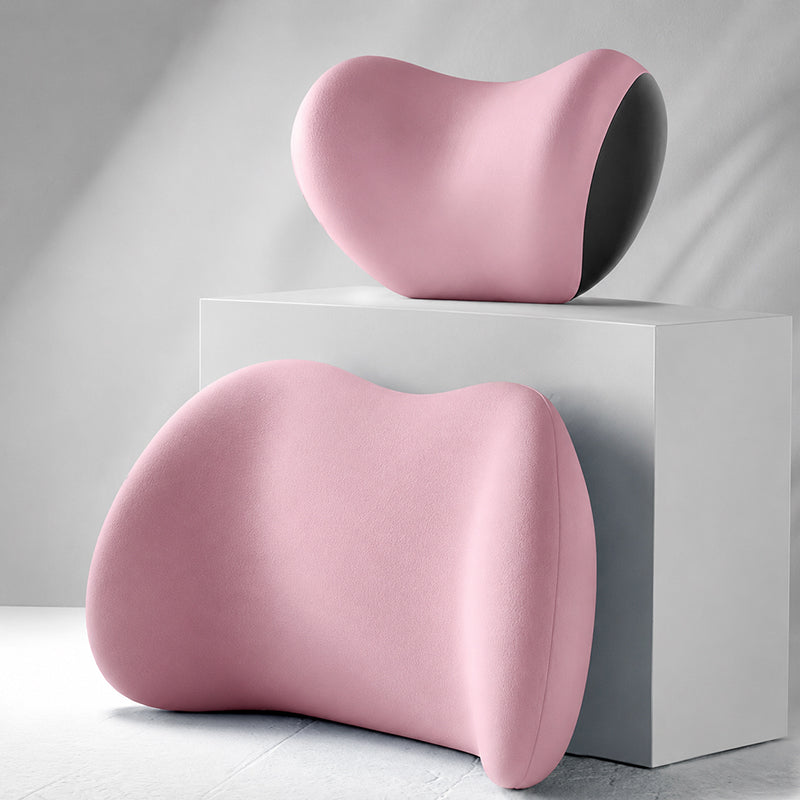 Car Neck & Lumbar Support Pillow Set – Memory Foam Headrest & Lower Back Cushion for Comfortable Driving