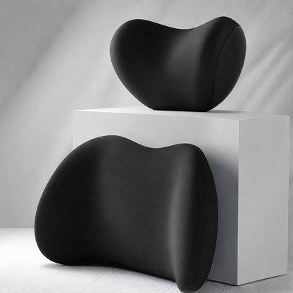 Car Neck & Lumbar Support Pillow Set – Memory Foam Headrest & Lower Back Cushion for Comfortable Driving