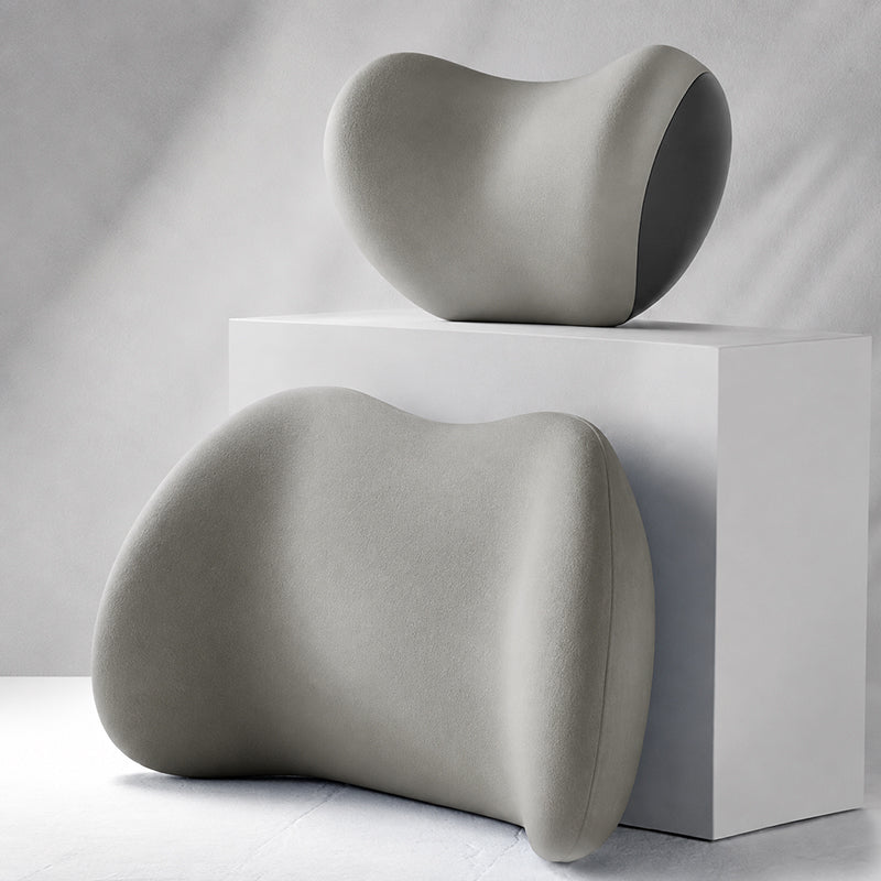 Car Neck & Lumbar Support Pillow Set – Memory Foam Headrest & Lower Back Cushion for Comfortable Driving