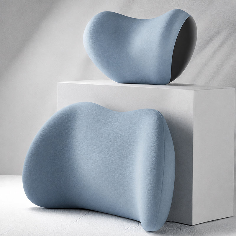 Car Neck & Lumbar Support Pillow Set – Memory Foam Headrest & Lower Back Cushion for Comfortable Driving