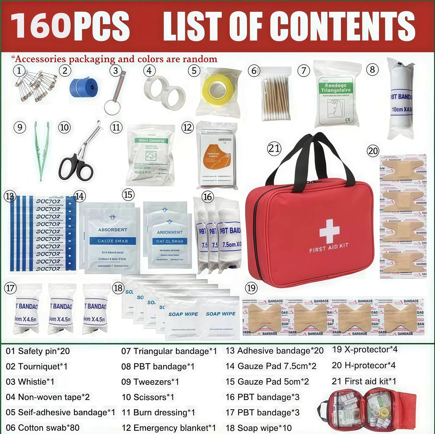 330 Piece Waterproof Emergency Supply Bag 🩹, Household Spare Storage Organizer for Home, Car, Travel & Outdoor Emergencies