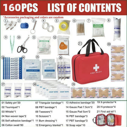 330 Piece Waterproof Emergency Supply Bag 🩹, Household Spare Storage Organizer for Home, Car, Travel & Outdoor Emergencies