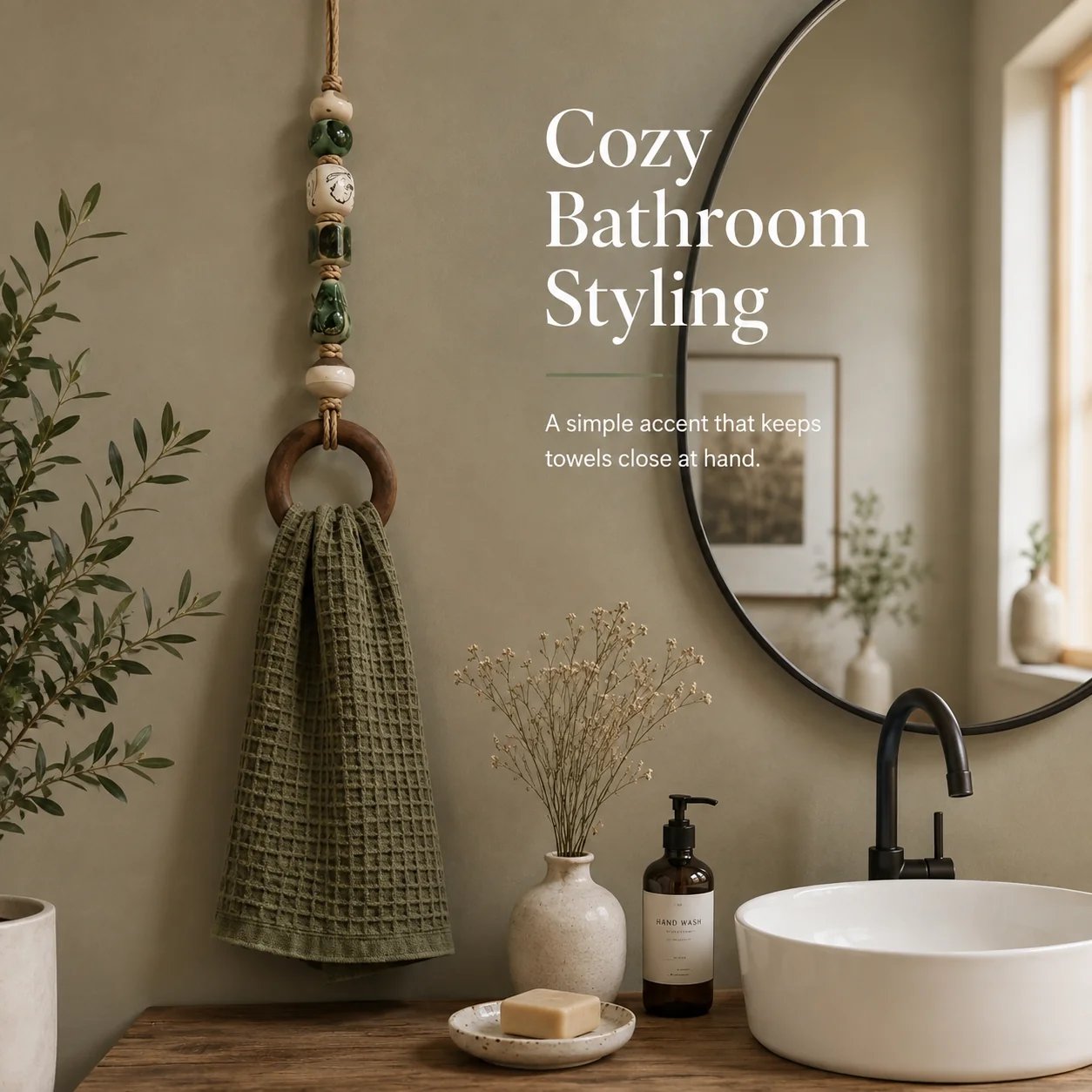 ✨Decorative Beaded Towel Hanger with Wooden Ring(📦Buy 2 Free Shipping)