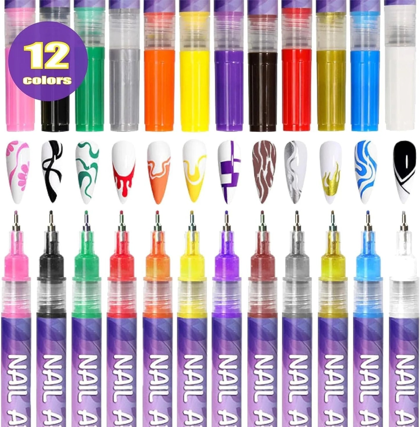 🎅🌟CHRISTMAS SPECIAL DISCOUNT:$16.99⏳12 Colors Nail Art Pens Set🎨💅