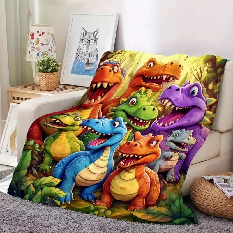 🌟Cute Smiling Dinosaurs HD Digital Print Flannel