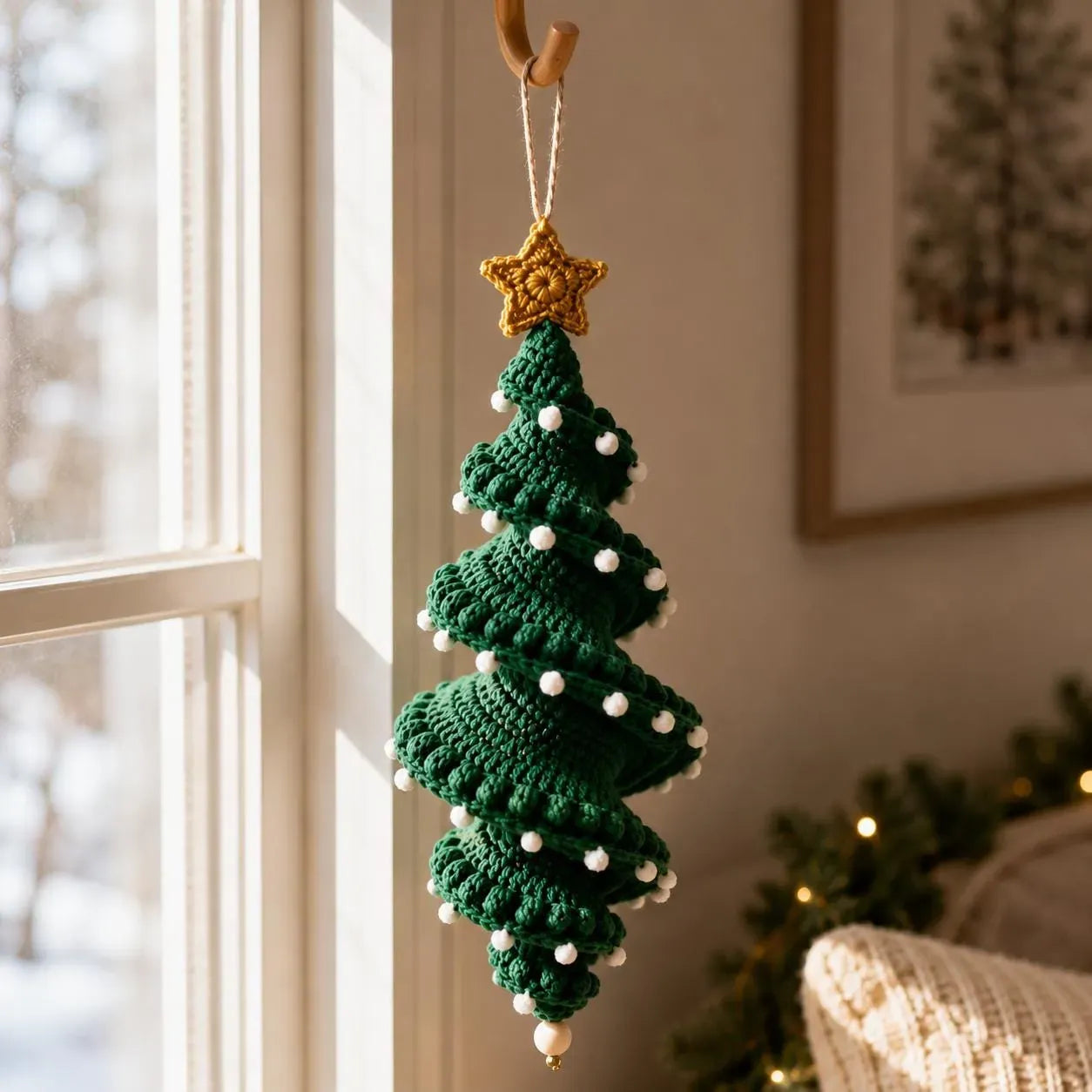☃️Crochet Snowman Spiral Ornament DIY Kit | Complete Beginner-Friendly Set with Soft Yarn, Crochet Hook, Festive Beads, Snowflakes & Step-by-Step Guide 🧶🎄✨