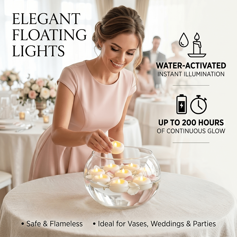 🔥HOT SALE🔥🕯️Water-Activated Flameless Floating LED Candles – Romantic Waterproof Glow for Any Occasion